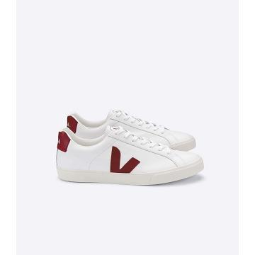 Veja ESPLAR LEATHER Women's Sneakers White/Red | CA 620JPQ